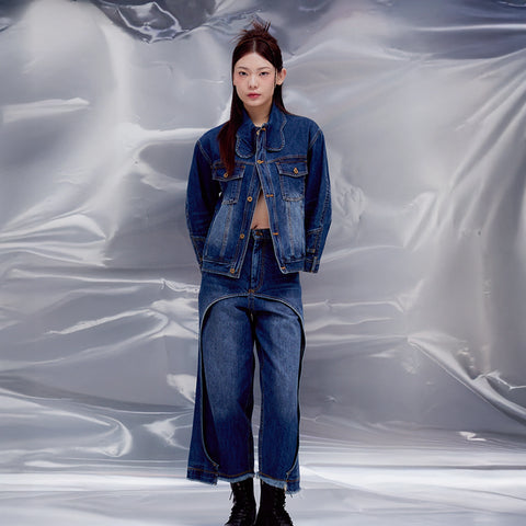 Mirrored Denim Trousers: Stonewash Blue