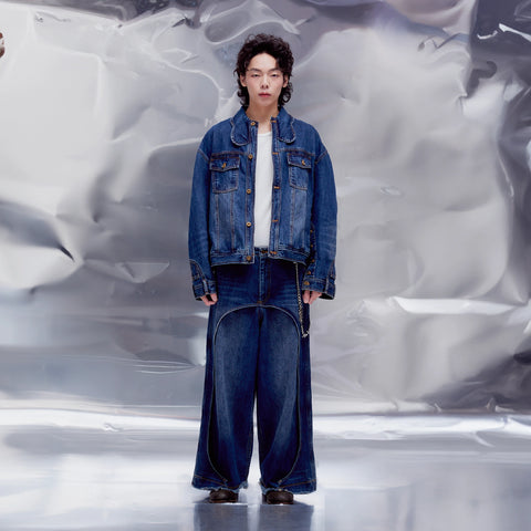 Mirrored Denim Trousers: Stonewash Blue