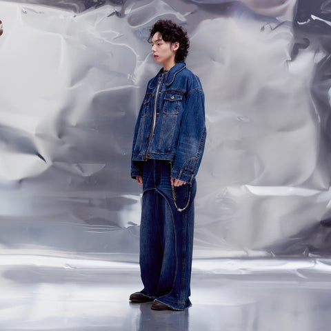 Mirrored Denim Trousers: Stonewash Blue