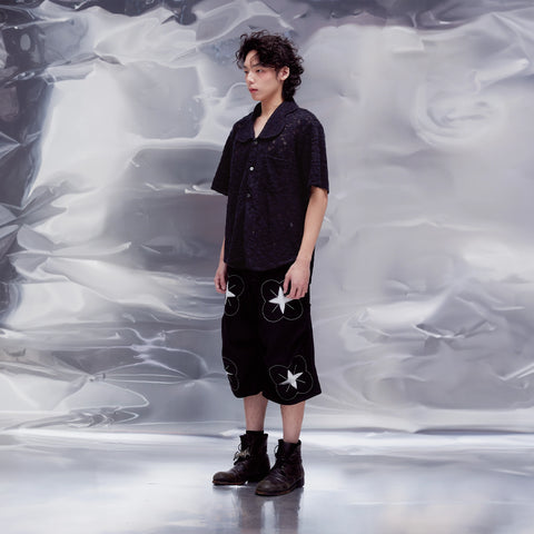 Arc Bloom Collar Shirt: Charcoal Black