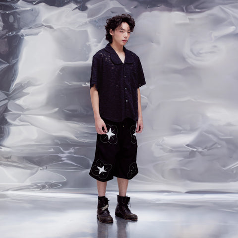 Arc Bloom Collar Shirt: Charcoal Black