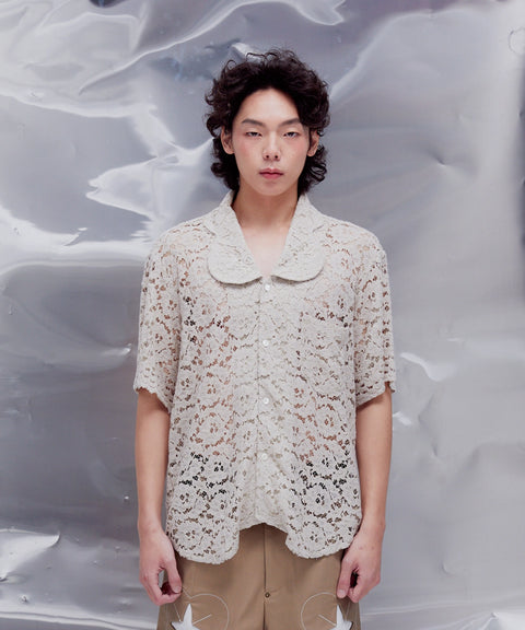 Arc Bloom Collar Shirt: Soft Beige