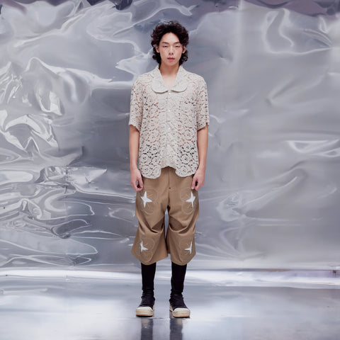 Arc Bloom Collar Shirt: Soft Beige