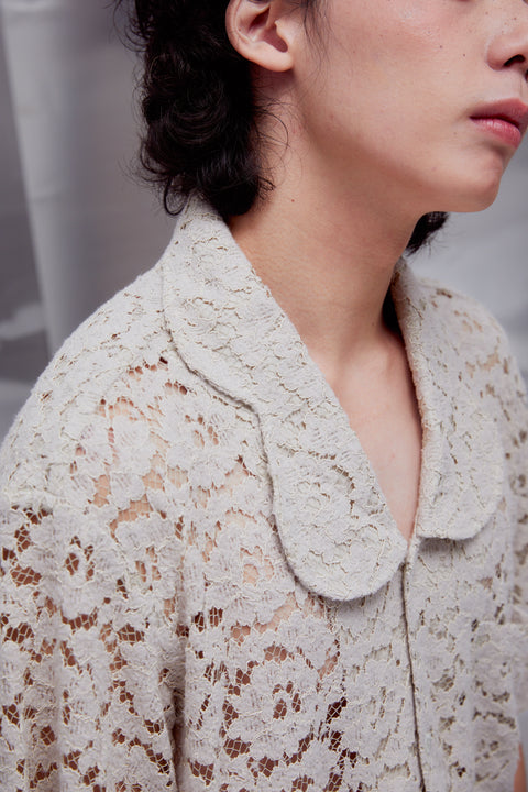 Arc Bloom Collar Shirt: Soft Beige