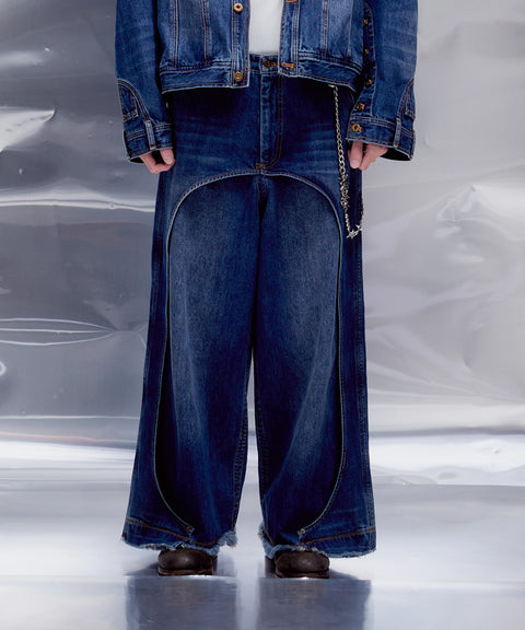 Mirrored Denim Trousers: Stonewash Blue