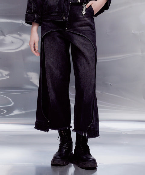 Mirrored Denim Trousers: Faded Black