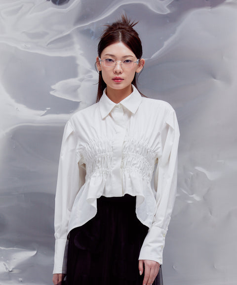 Pleated Line Shirt: Pure White