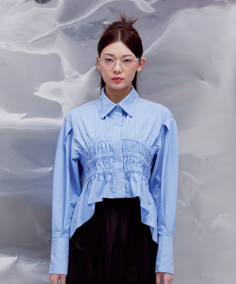 Pleated Line Shirt: Pale Blue